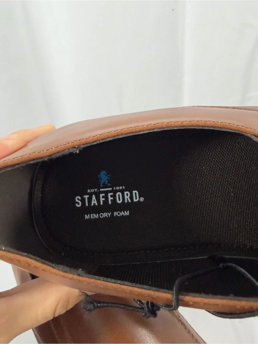 NWT Stafford Men's Size 7 Brown Slip-On Leather Dress Shoes